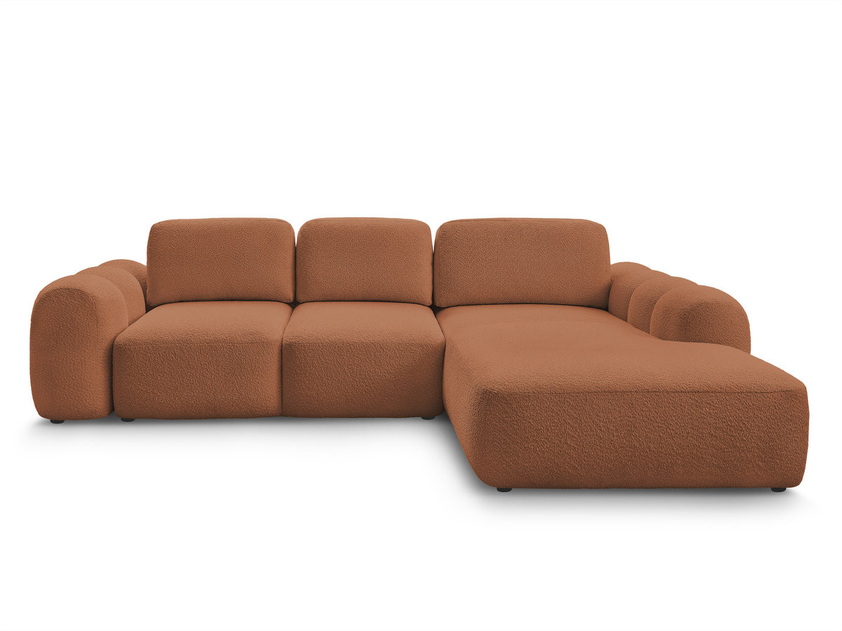 Canapé d'angle convertible coffre grande méridienne MONTAIGNE tissu bouclette