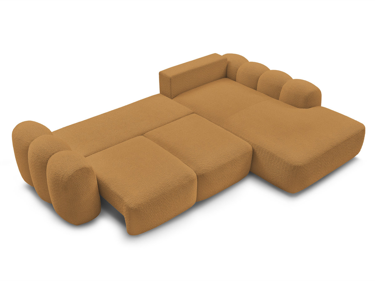 Canapé d'angle convertible coffre grande méridienne MONTAIGNE tissu bouclette