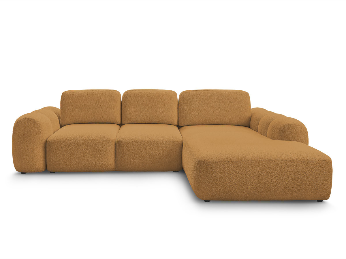 Canapé d'angle convertible coffre grande méridienne MONTAIGNE tissu bouclette