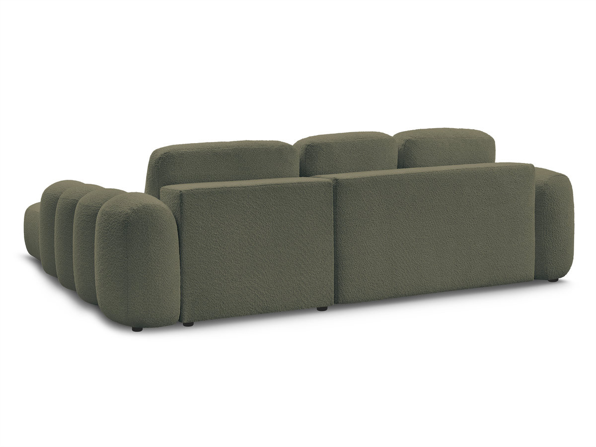 Canapé d'angle convertible coffre grande méridienne MONTAIGNE tissu bouclette