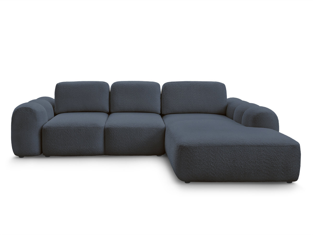 Canapé d'angle convertible coffre grande méridienne MONTAIGNE tissu bouclette