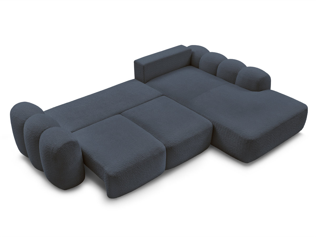 Canapé d'angle convertible coffre grande méridienne MONTAIGNE tissu bouclette