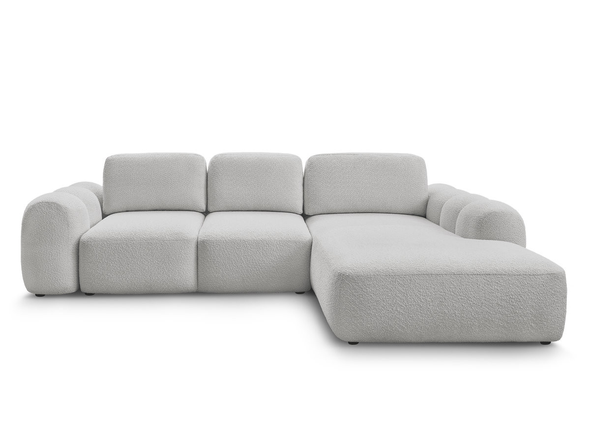 Canapé d'angle convertible coffre grande méridienne MONTAIGNE tissu bouclette