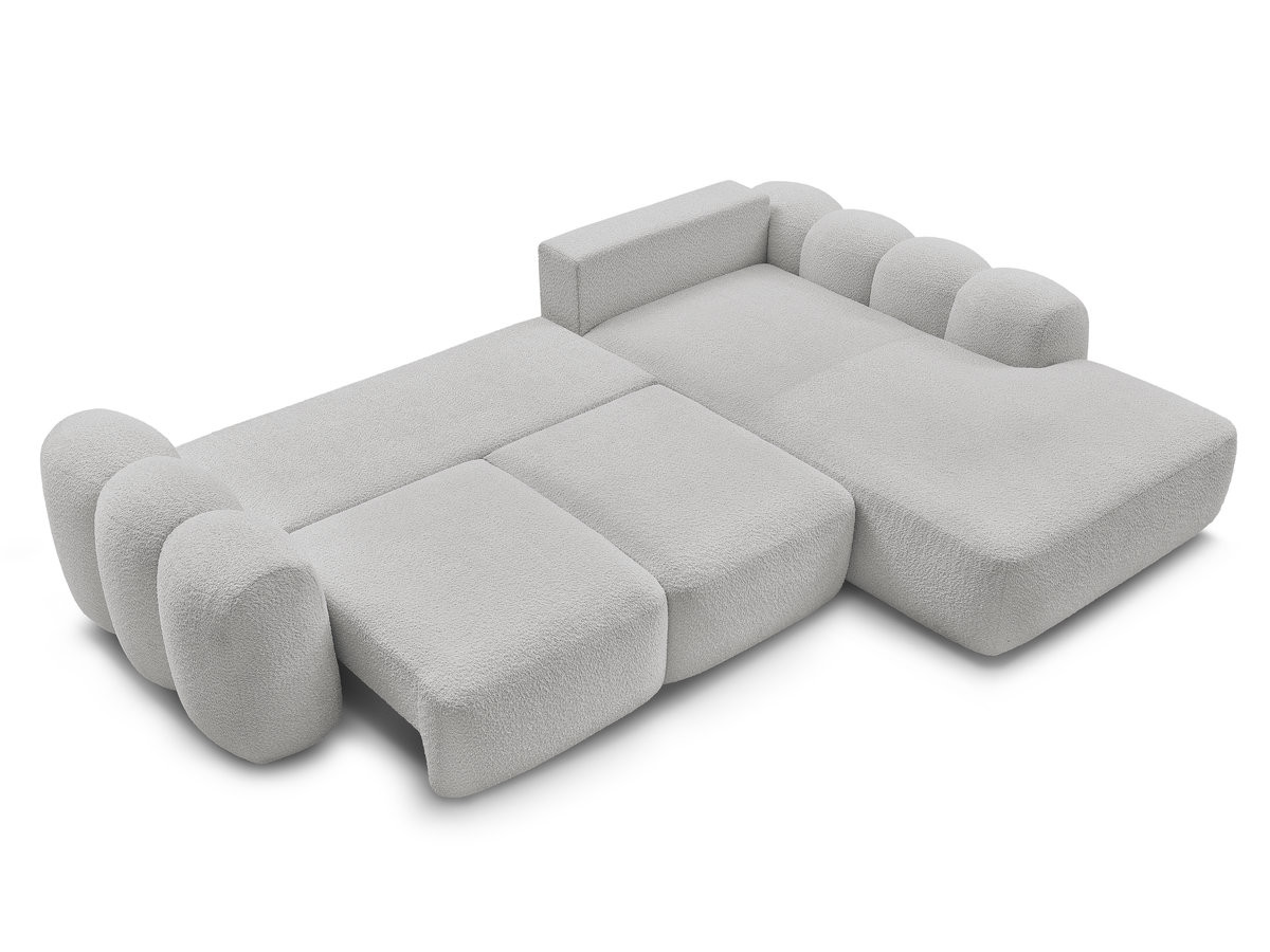 Canapé d'angle convertible coffre grande méridienne MONTAIGNE tissu bouclette