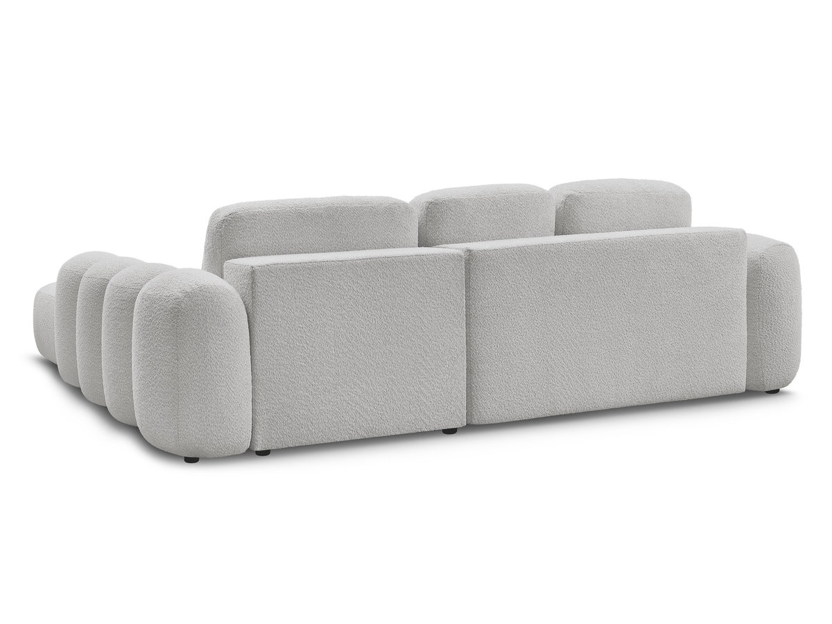 Canapé d'angle convertible coffre grande méridienne MONTAIGNE tissu bouclette