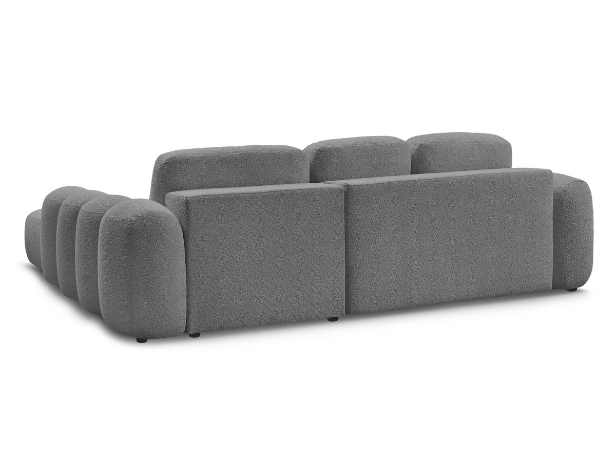 Canapé d'angle convertible coffre grande méridienne MONTAIGNE tissu bouclette