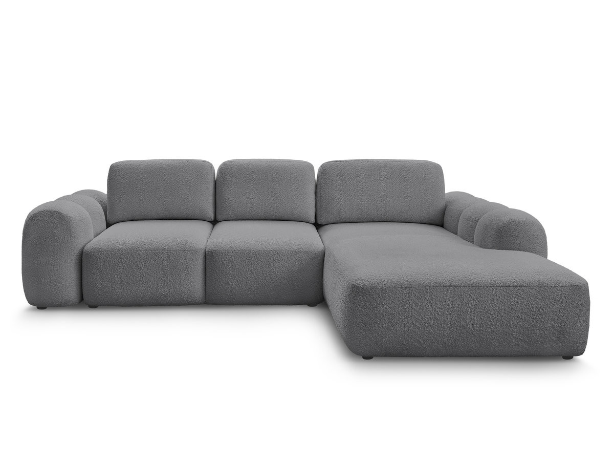Canapé d'angle convertible coffre grande méridienne MONTAIGNE tissu bouclette