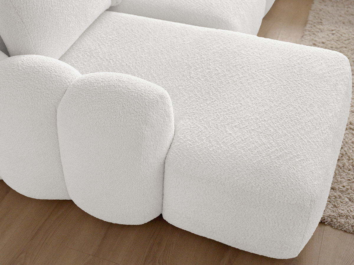 Canapé d'angle convertible coffre grande méridienne MONTAIGNE tissu bouclette