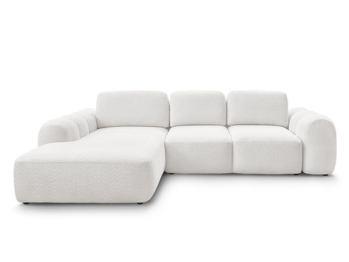 Canapé d'angle convertible coffre grande méridienne MONTAIGNE tissu bouclette