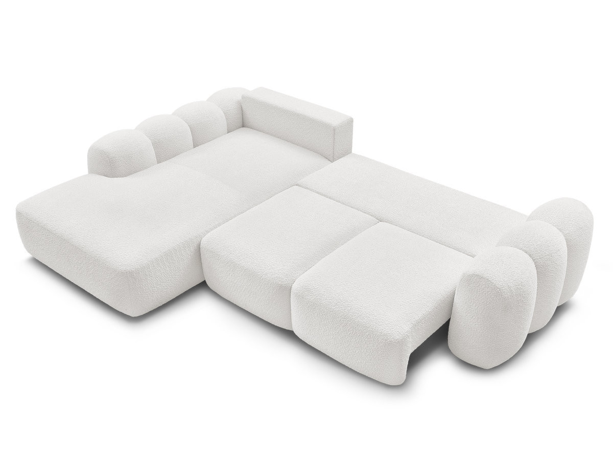 Canapé d'angle convertible coffre grande méridienne MONTAIGNE tissu bouclette