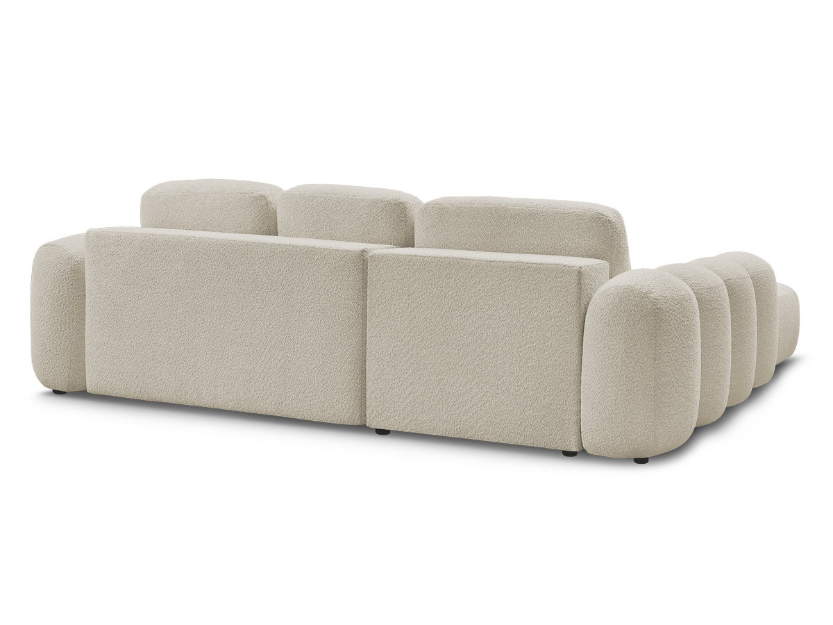 Canapé d'angle convertible coffre grande méridienne MONTAIGNE tissu bouclette