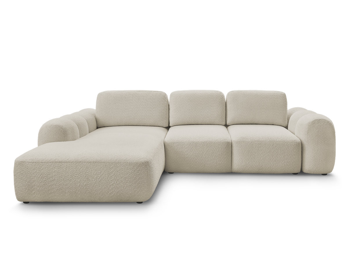 Canapé d'angle convertible coffre grande méridienne MONTAIGNE tissu bouclette