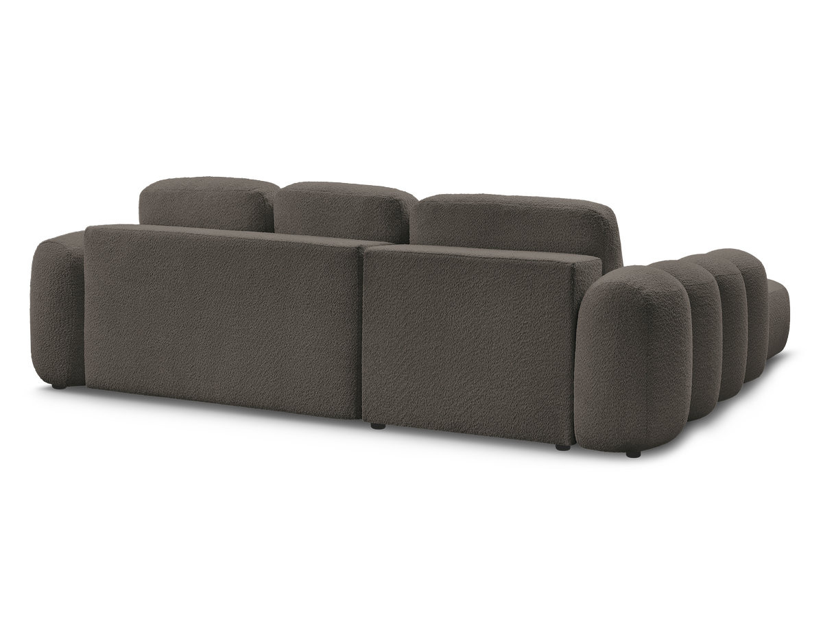 Canapé d'angle convertible coffre grande méridienne MONTAIGNE tissu bouclette