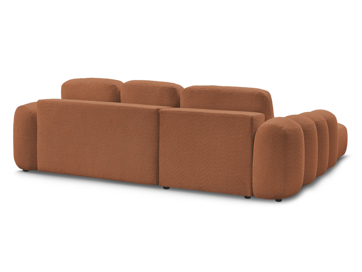 Canapé d'angle convertible coffre grande méridienne MONTAIGNE tissu bouclette