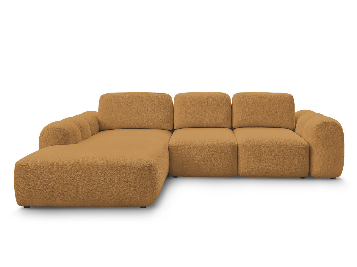 Canapé d'angle convertible coffre grande méridienne MONTAIGNE tissu bouclette