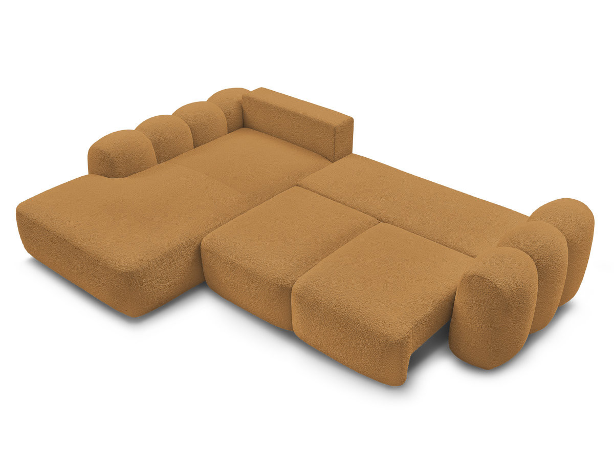 Canapé d'angle convertible coffre grande méridienne MONTAIGNE tissu bouclette