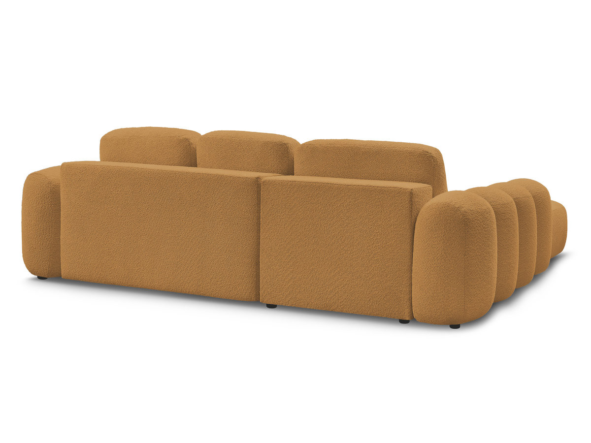 Canapé d'angle convertible coffre grande méridienne MONTAIGNE tissu bouclette