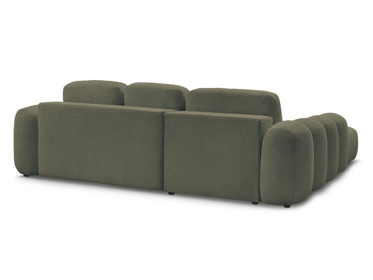 Canapé d'angle convertible coffre grande méridienne MONTAIGNE tissu bouclette