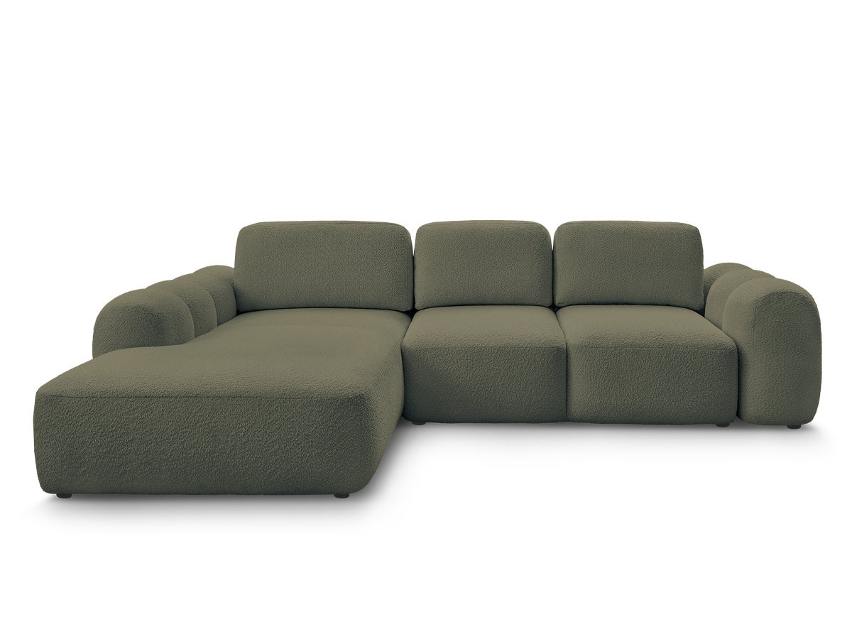 Canapé d'angle convertible coffre grande méridienne MONTAIGNE tissu bouclette