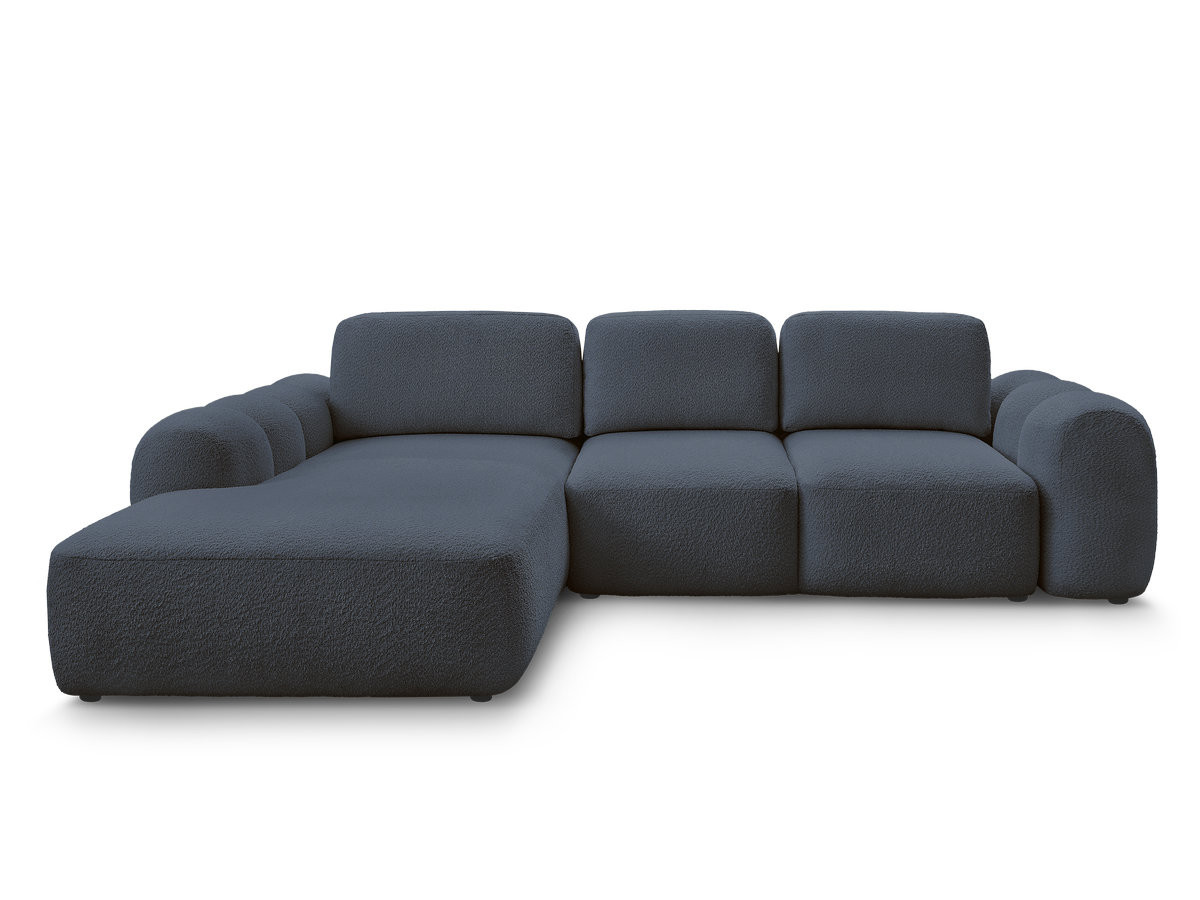 Canapé d'angle convertible coffre grande méridienne MONTAIGNE tissu bouclette