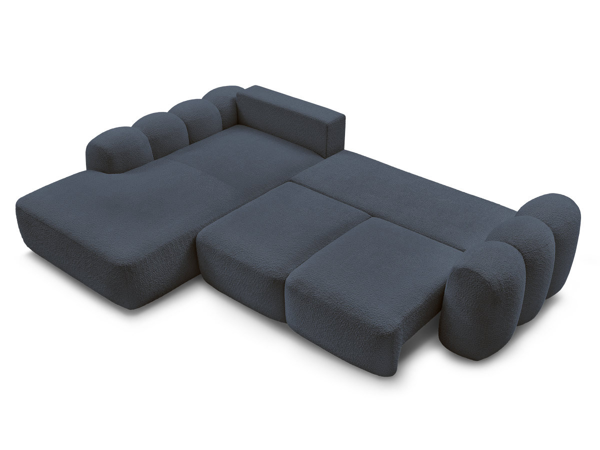 Canapé d'angle convertible coffre grande méridienne MONTAIGNE tissu bouclette