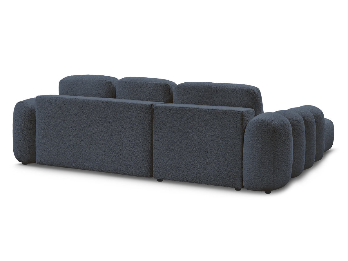 Canapé d'angle convertible coffre grande méridienne MONTAIGNE tissu bouclette