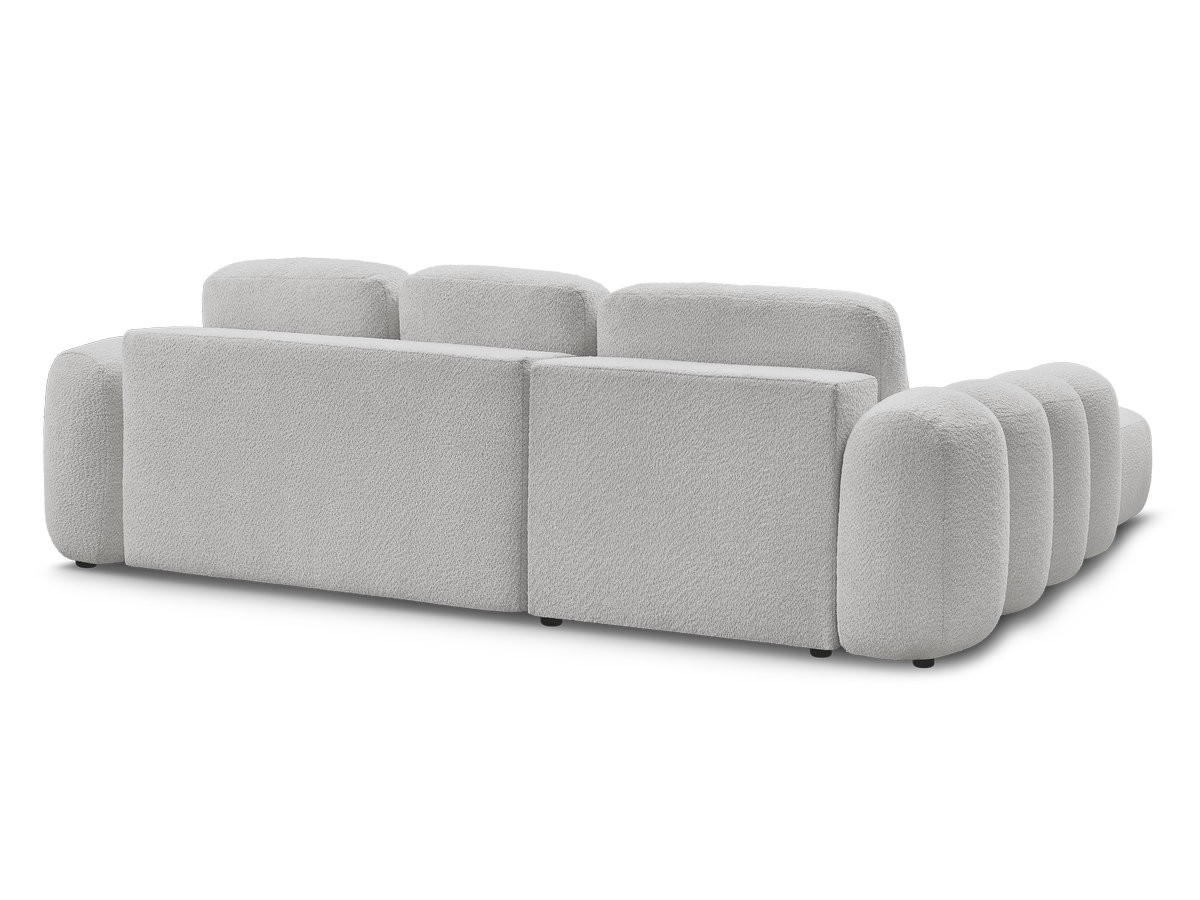 Canapé d'angle convertible coffre grande méridienne MONTAIGNE tissu bouclette