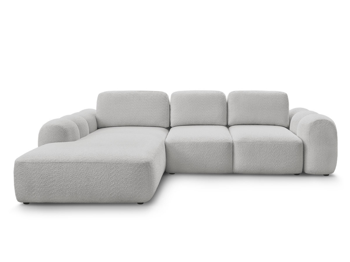 Canapé d'angle convertible coffre grande méridienne MONTAIGNE tissu bouclette