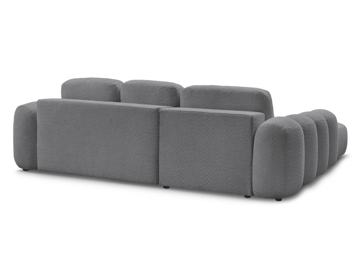 Canapé d'angle convertible coffre grande méridienne MONTAIGNE tissu bouclette