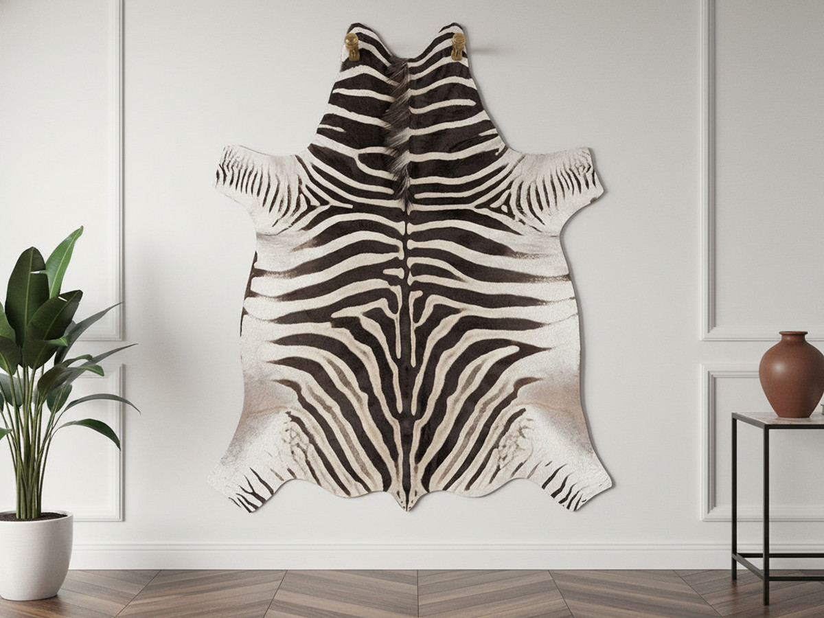 Tapis effet peau de bête ZELIE motif zèbre