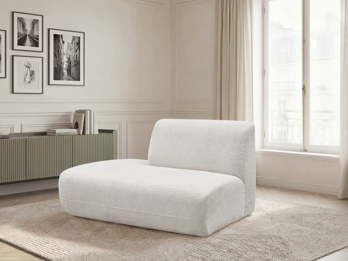 Chauffeuse bout de canapé pour canapé modulable ANDA tissu chenille blanc  angle gauche BOBOCHIC 2 places