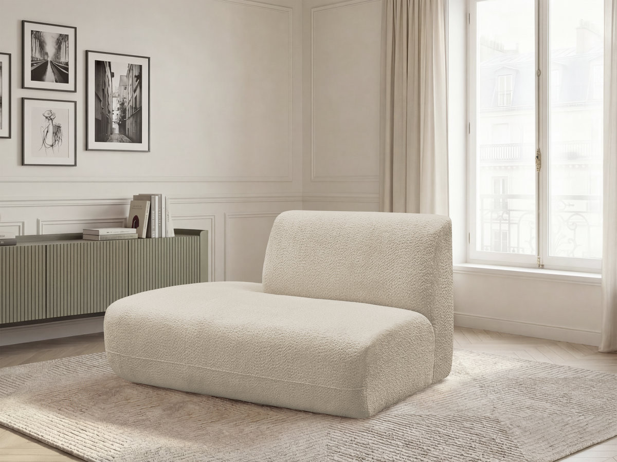 Chauffeuse bout de canapé pour canapé modulable ANDA tissu chenille beige  angle gauche BOBOCHIC 2 places