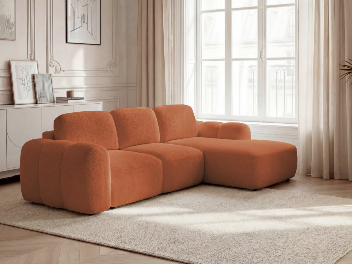 Canapé d'angle convertible MONTAIGNE tissu bouclette