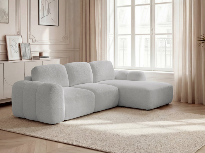 Canapé d'angle convertible MONTAIGNE tissu bouclette