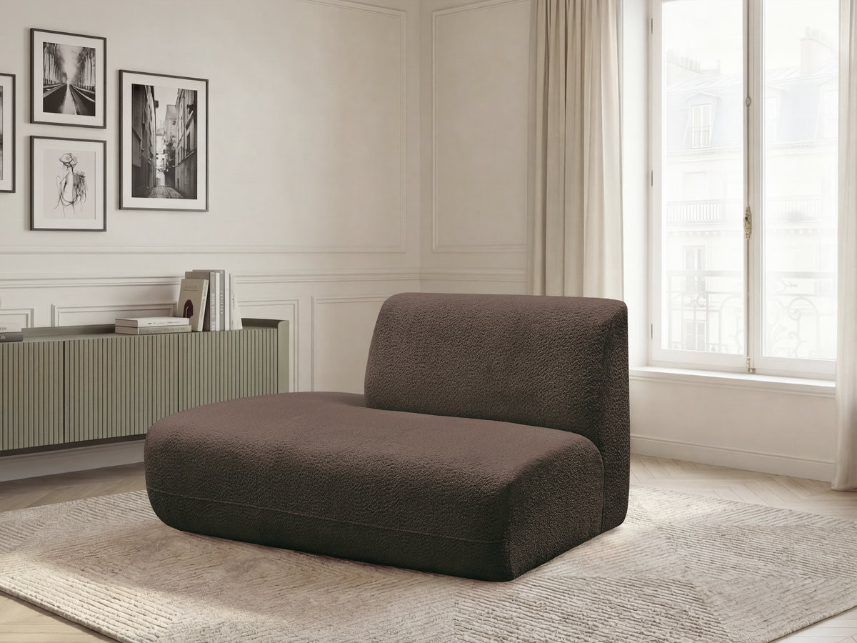 Chauffeuse bout de canapé pour canapé modulable ANDA tissu chenille marron  angle gauche BOBOCHIC 2 places