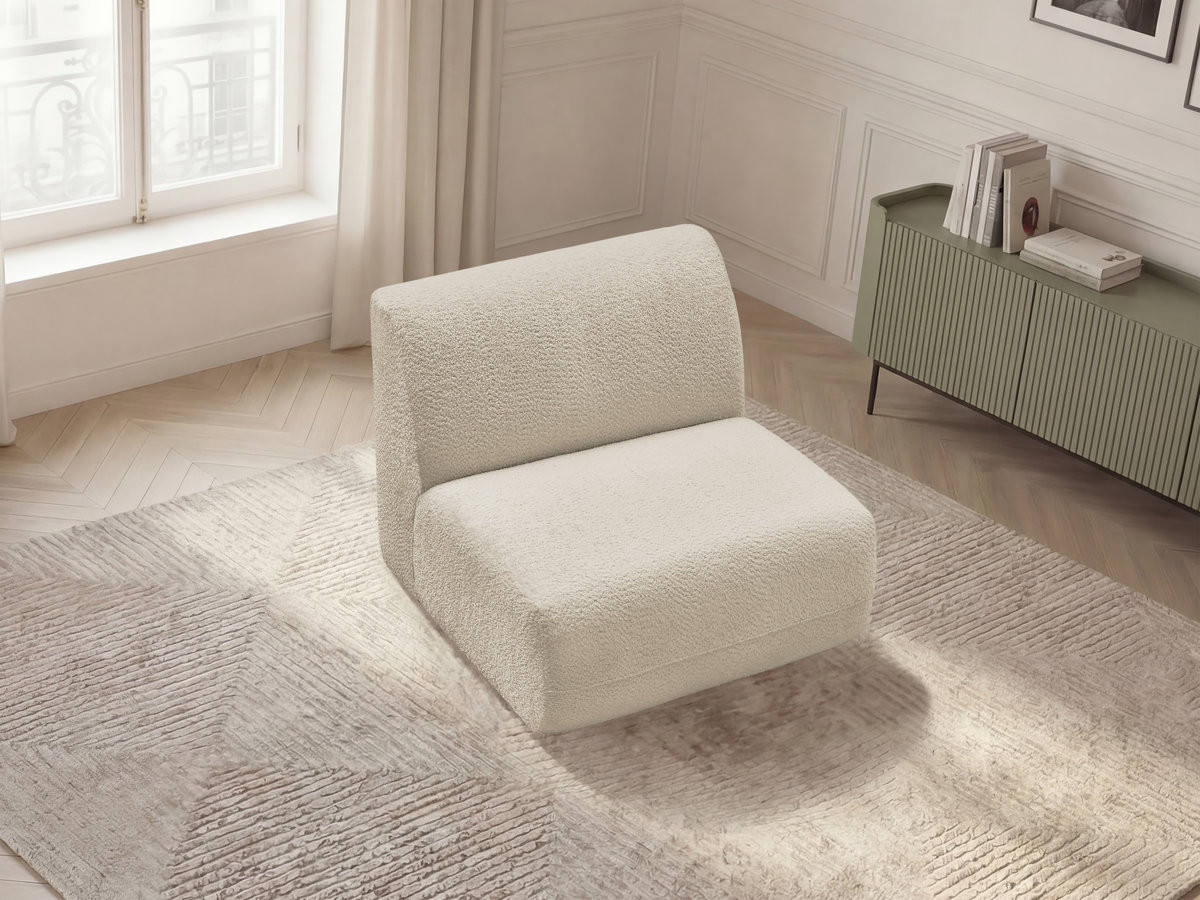 Chauffeuse 1 place sans accoudoir pour canapé modulable ANDA chenille beige — vue 5