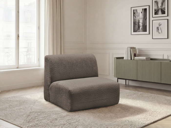 Chauffeuse 1 place sans accoudoir pour canapé modulable ANDA tissu chenille