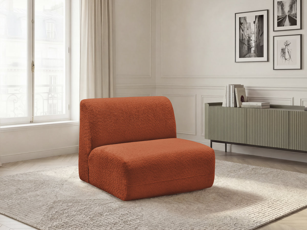 Chauffeuse 1 place sans accoudoir pour canapé modulable ANDA chenille orange