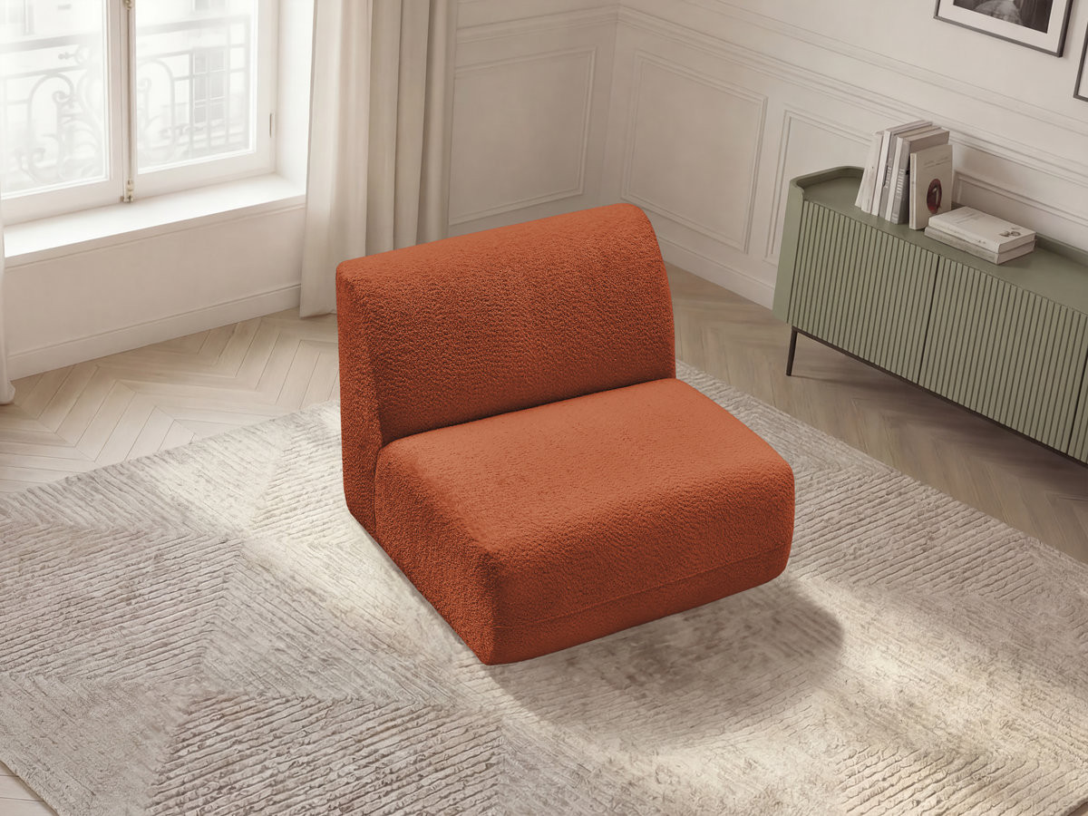 Chauffeuse 1 place sans accoudoir pour canapé modulable ANDA chenille orange — vue 5
