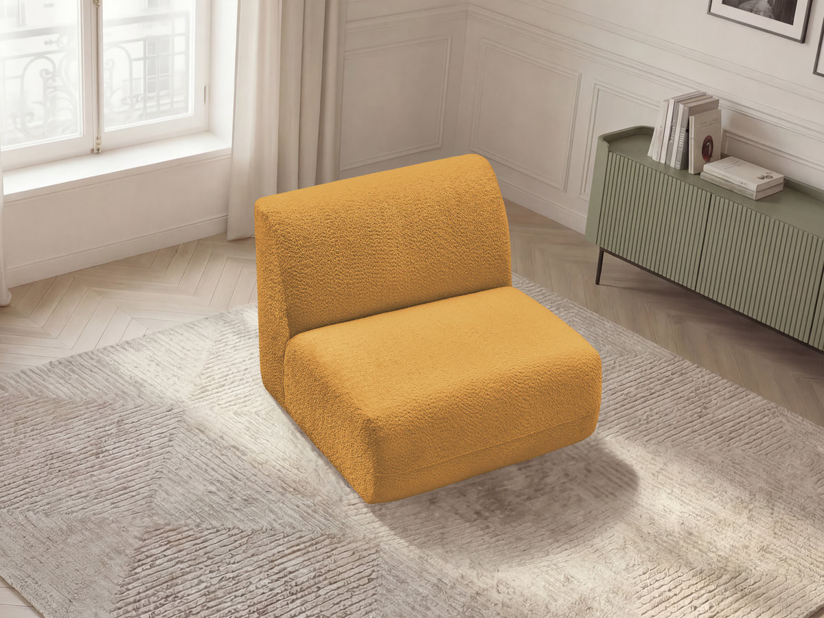 Chauffeuse 1 place sans accoudoir pour canapé modulable ANDA chenille jaune — vue 5