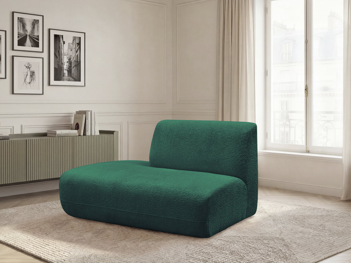 Chauffeuse bout de canapé pour canapé modulable ANDA tissu chenille vert foncé  angle gauche BOBOCHIC 2 places