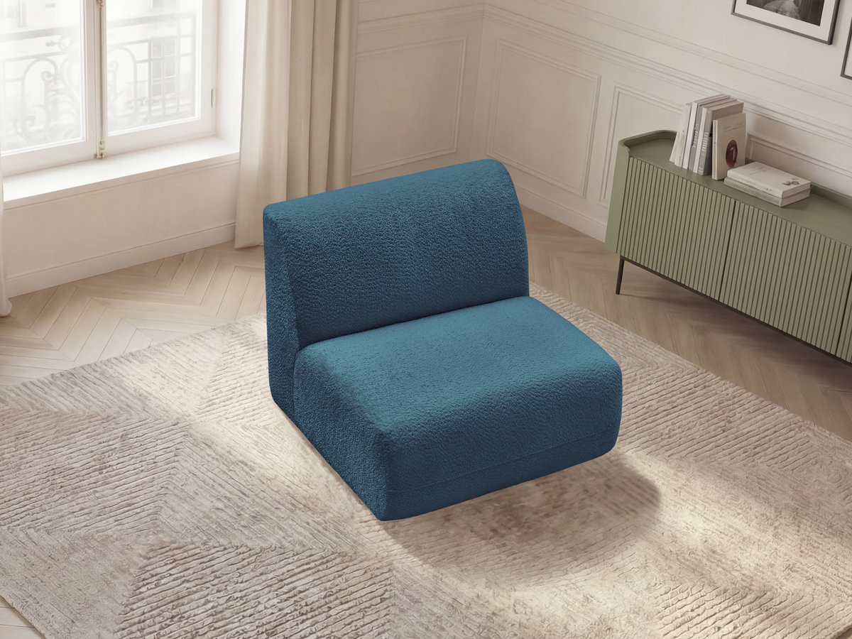 Chauffeuse 1 place sans accoudoir pour canapé modulable ANDA chenille bleu clair — vue 5