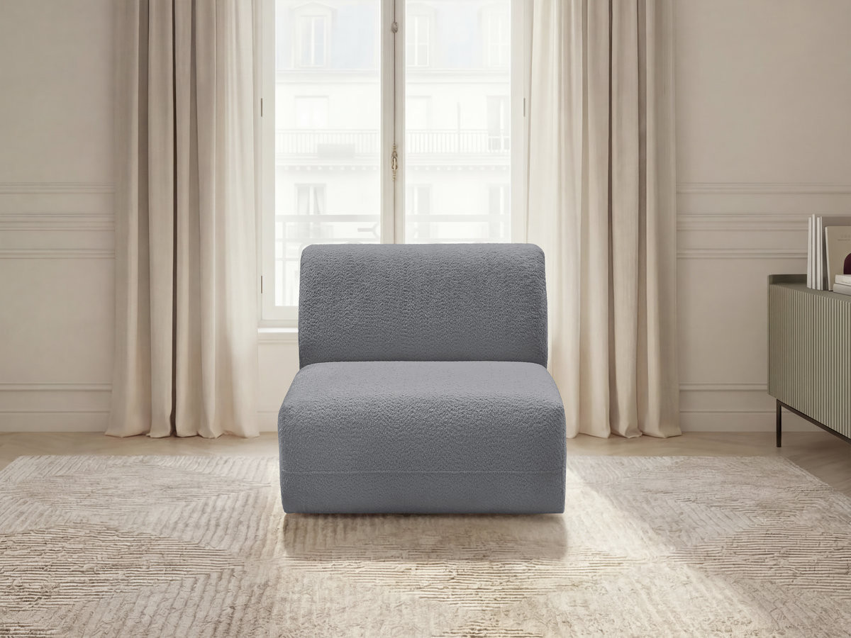 Chauffeuse 1 place sans accoudoir pour canapé modulable ANDA chenille gris — vue 4