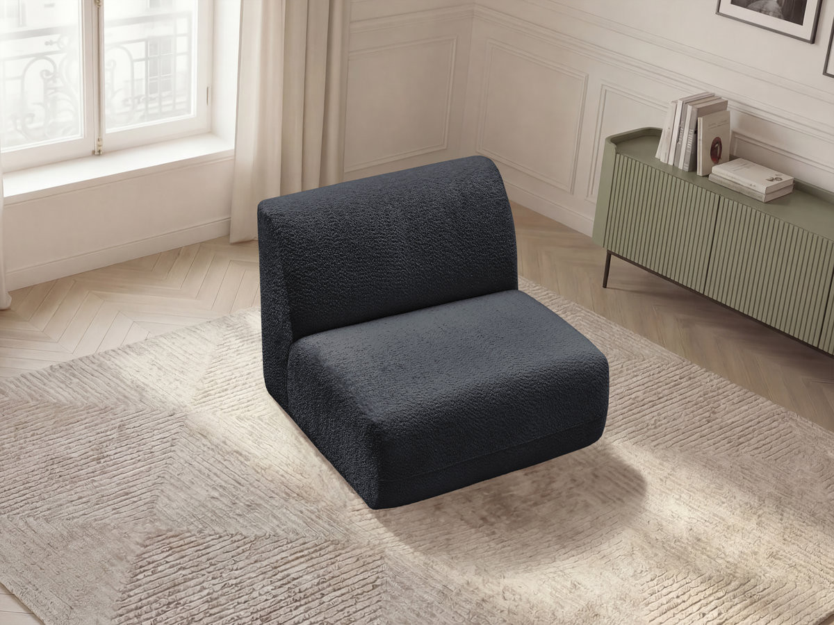 Chauffeuse 1 place sans accoudoir pour canapé modulable ANDA chenille noir — vue 5