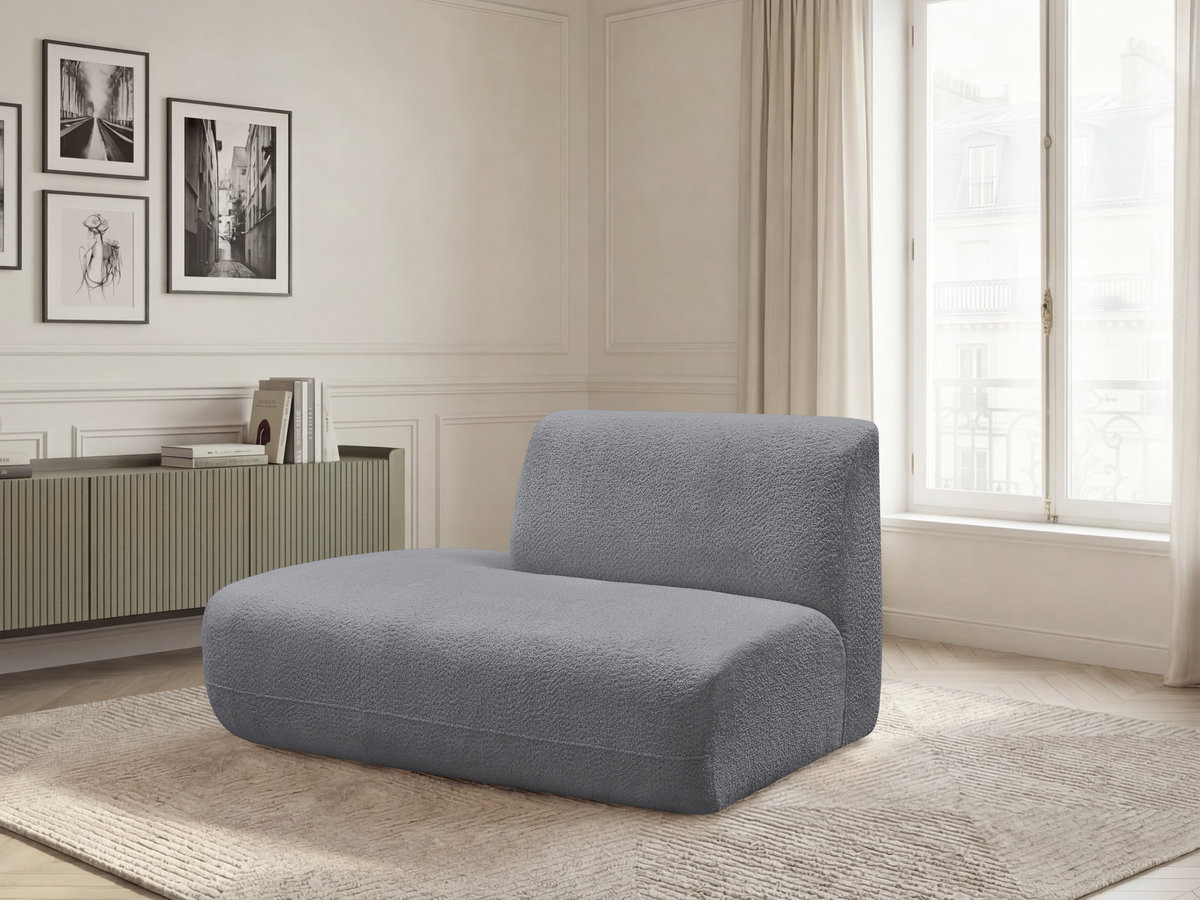 Chauffeuse bout de canapé pour canapé modulable ANDA tissu chenille gris  angle gauche BOBOCHIC 2 places