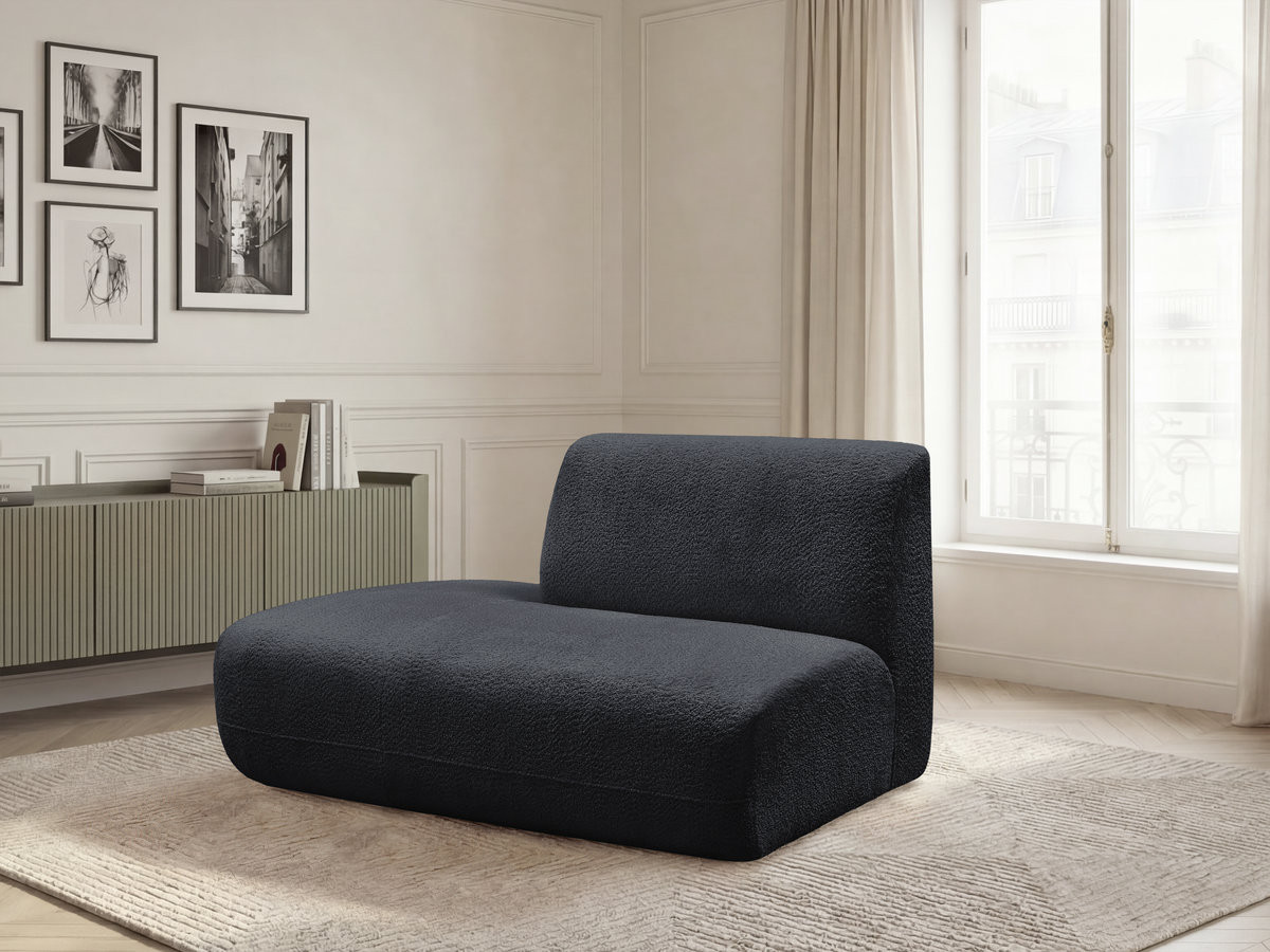 Chauffeuse bout de canapé pour canapé modulable ANDA tissu chenille noir  angle gauche BOBOCHIC 2 places