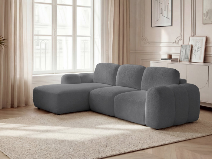 Canapé d'angle convertible MONTAIGNE tissu bouclette
