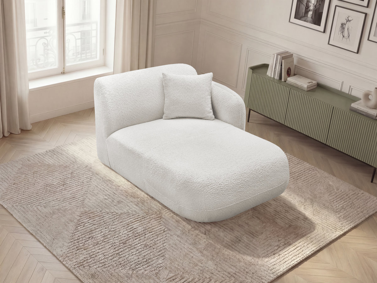 Méridienne avec accoudoir pour canapé modulable ANDA chenille blanc — vue 5