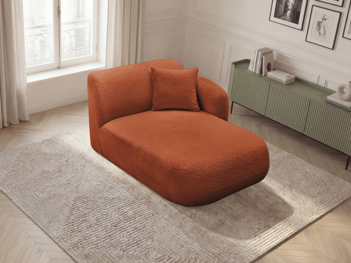 Méridienne avec accoudoir pour canapé modulable ANDA chenille orange — vue 5