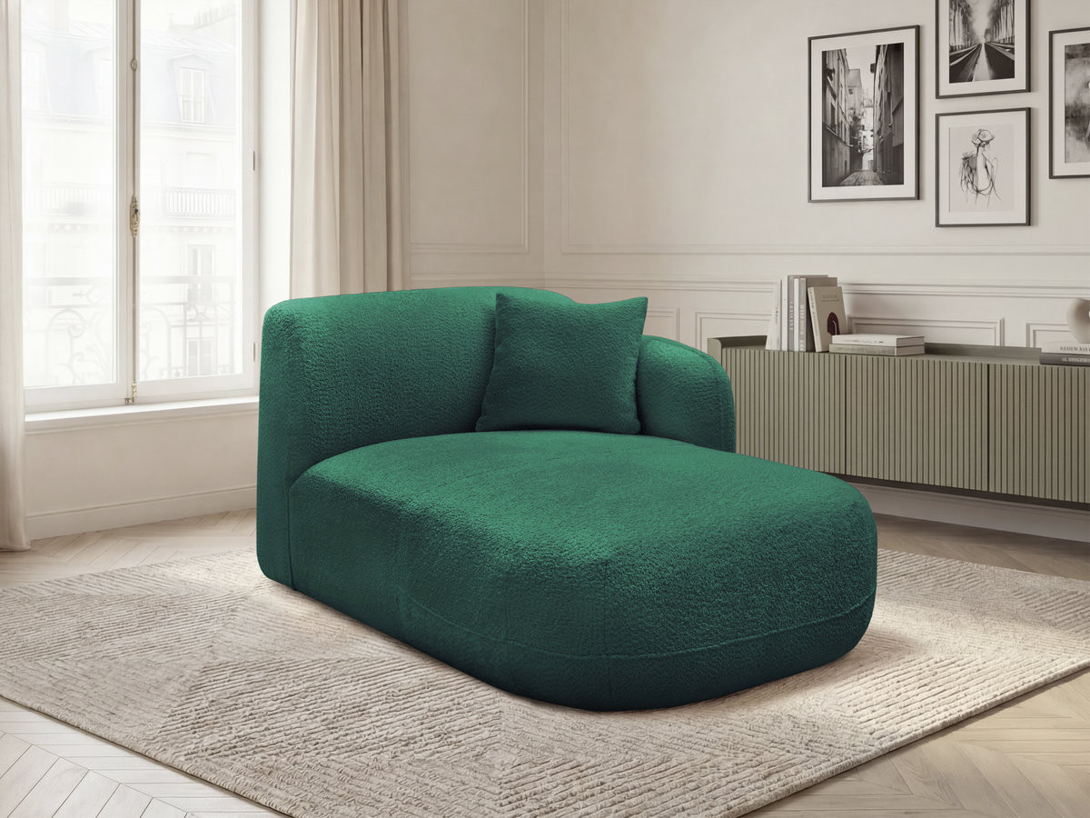 Méridienne avec accoudoir pour canapé modulable ANDA chenille vert foncé